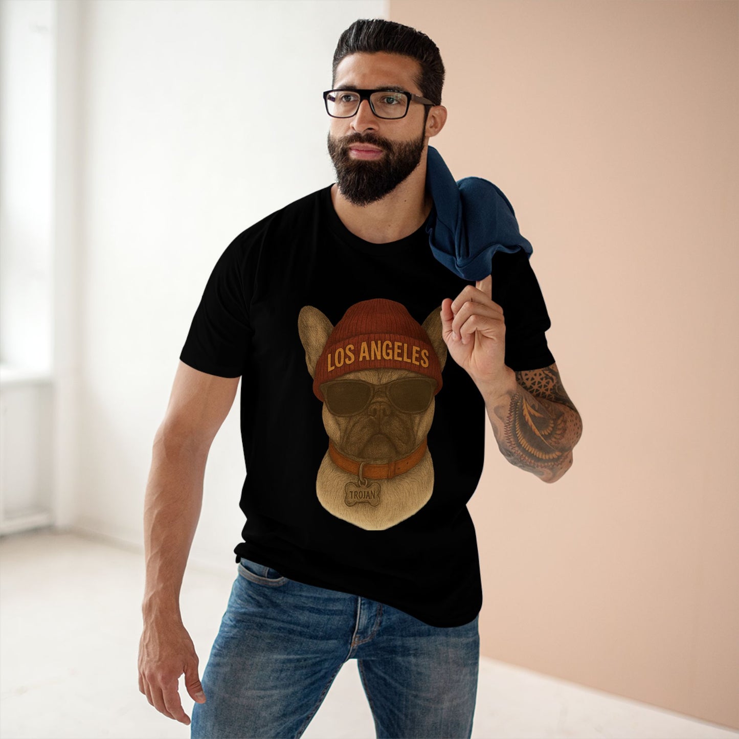 Los Angeles French Bulldog Tee, Trendy Pet Lover Shirt, Unique Gift for Dog Owners, Casual Tee for Every Occasion, Summer Fashion