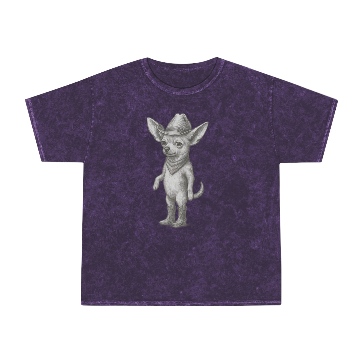 Cowboy Chihuahua Mineral Wash T-Shirt, Cute Pet Lover Tee, Gift for Dog Owners, Casual Wear, Unique Animal Graphic Shirt