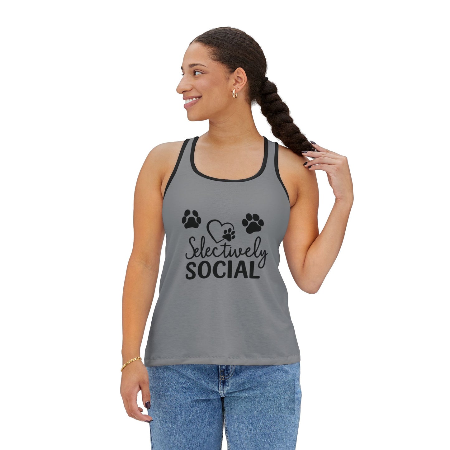 Selectively Social Women's Tank Top, Pet Lover Gift, Casual Wear, Summer Top, Dog Mom Shirt, Funny Pet Tank, Animal Lover Apparel