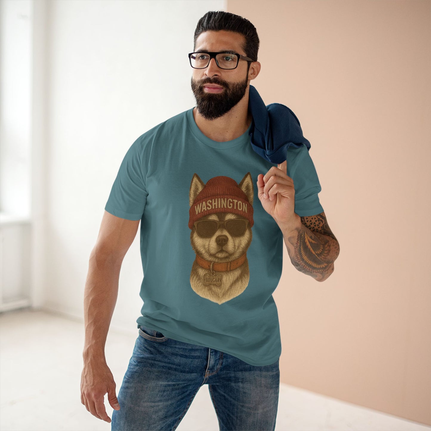 Cool Washington Husky Tee, Graphic T-Shirt, Dog Lover Gift, Casual Wear, Unique Animal Design, Summer Fashion