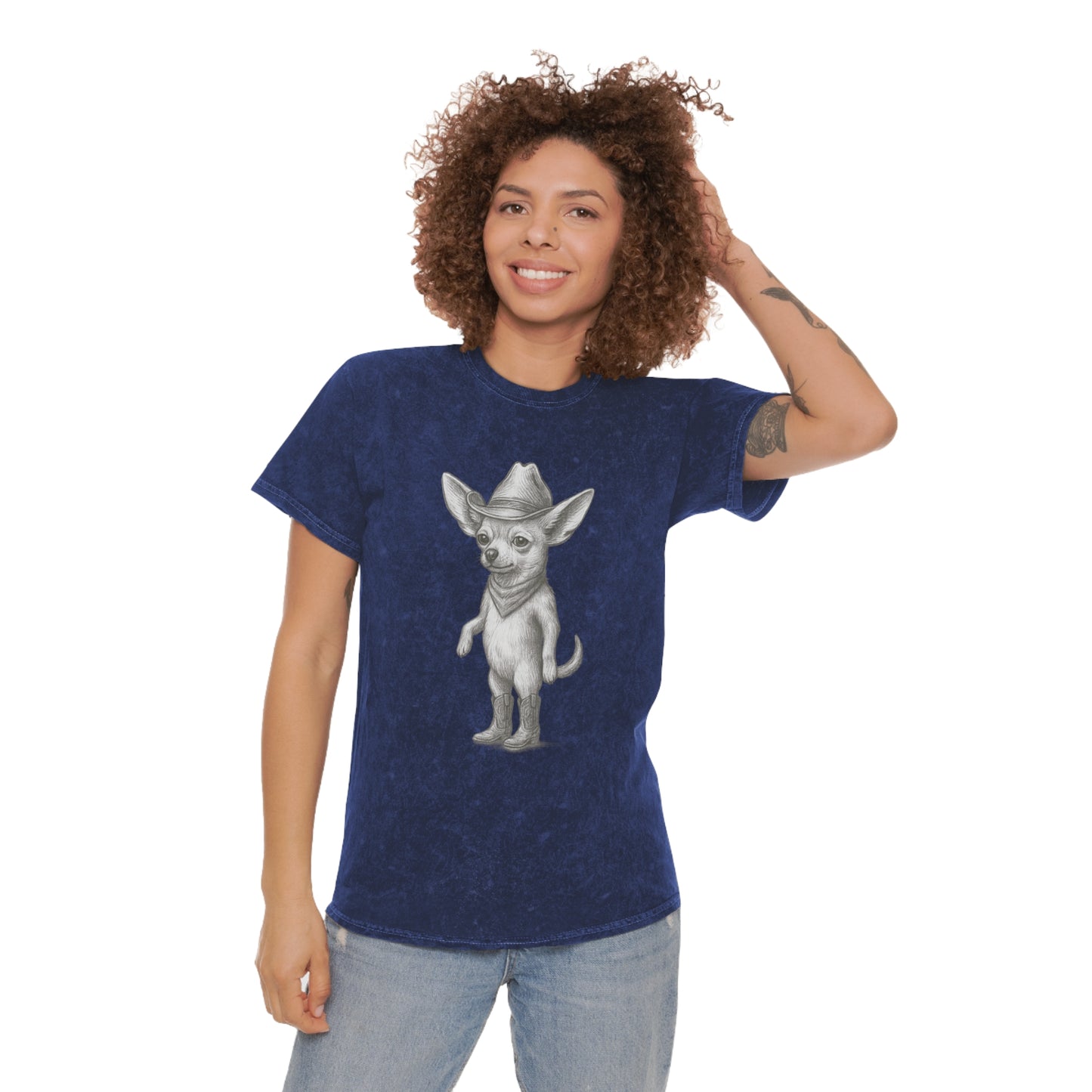 Cowboy Chihuahua Mineral Wash T-Shirt, Cute Pet Lover Tee, Gift for Dog Owners, Casual Wear, Unique Animal Graphic Shirt