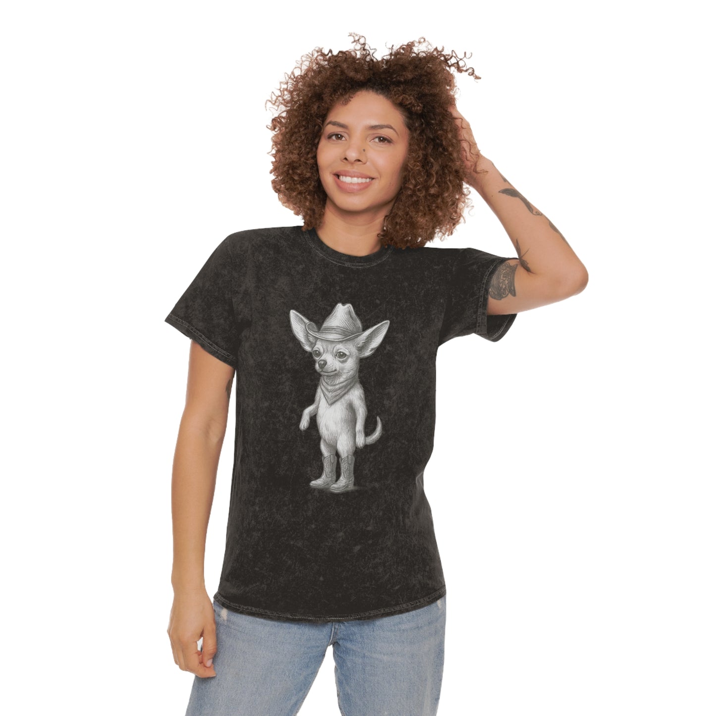 Cowboy Chihuahua Mineral Wash T-Shirt, Cute Pet Lover Tee, Gift for Dog Owners, Casual Wear, Unique Animal Graphic Shirt