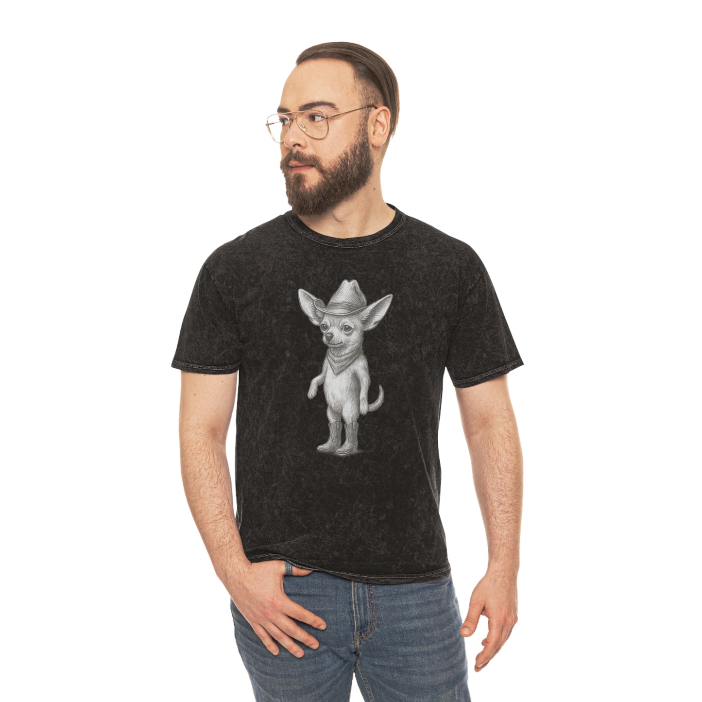 Cowboy Chihuahua Mineral Wash T-Shirt, Cute Pet Lover Tee, Gift for Dog Owners, Casual Wear, Unique Animal Graphic Shirt