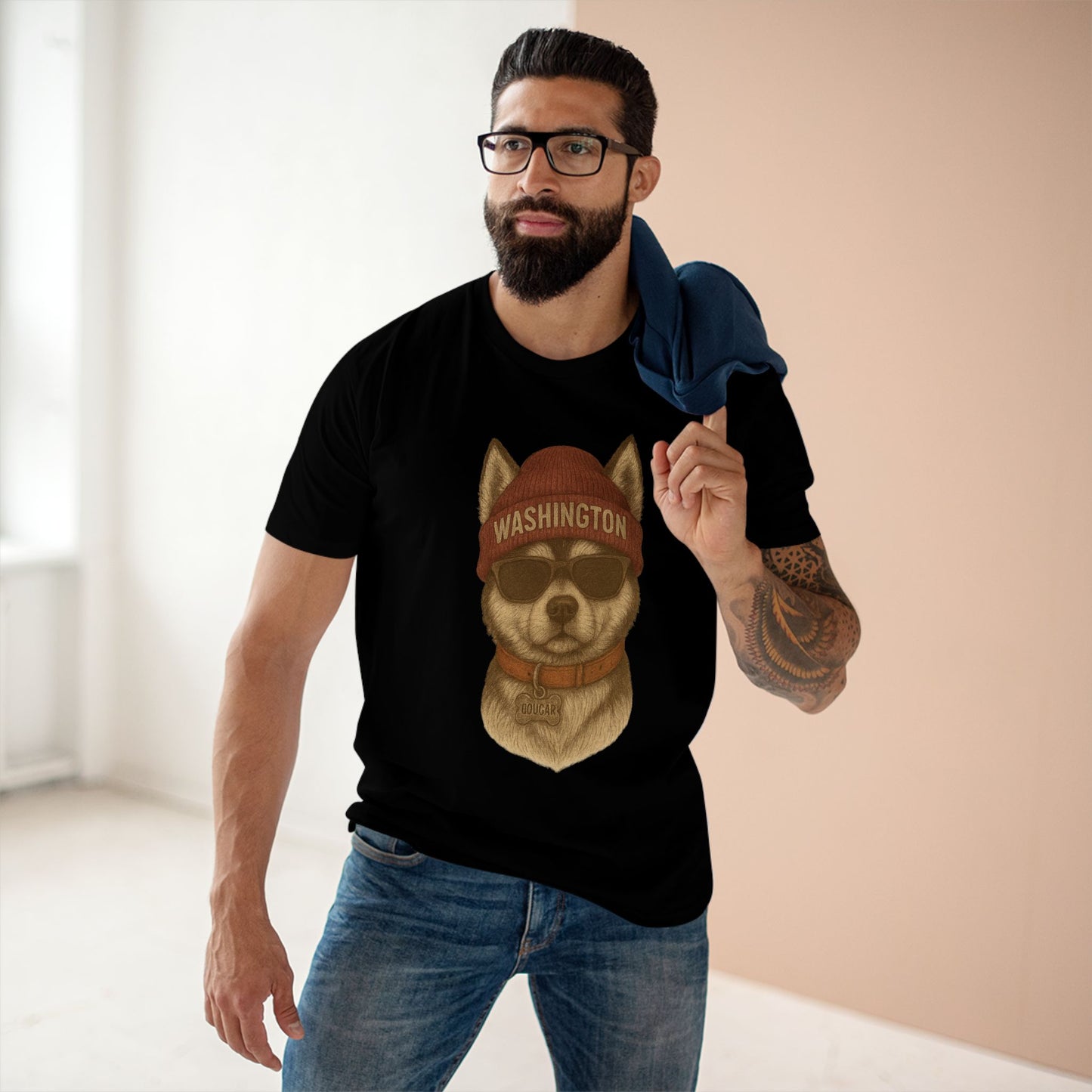 Cool Washington Husky Tee, Graphic T-Shirt, Dog Lover Gift, Casual Wear, Unique Animal Design, Summer Fashion