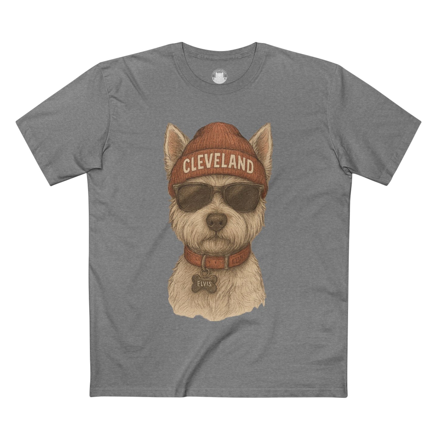 T-Shirt with Elvis the Westie in Cleveland Beanie Design