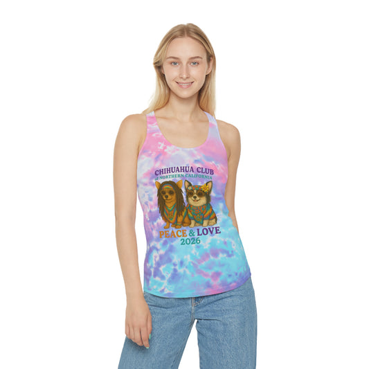 CCNC Tie-Dye Racerback Tank — "Peace & Love 2026"