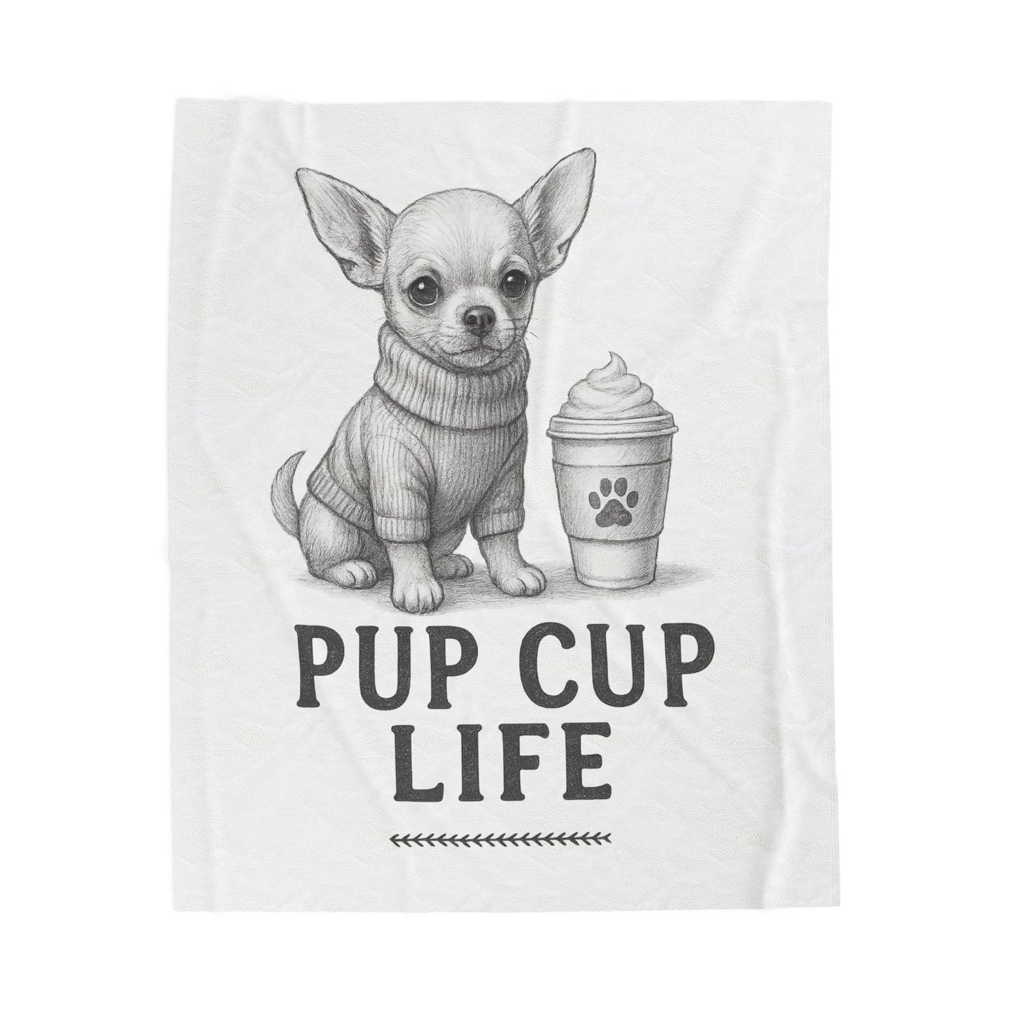 Cute Chihuahua Pup Cup Life Velveteen Plush Blanket, Dog Lover Gift, Cozy Home Decor, Pet Themed Blanket, Snuggle Gift