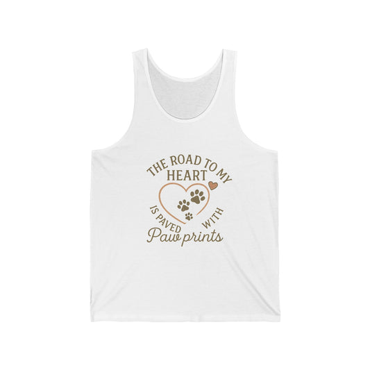 Heartfelt Paw Prints Unisex Jersey Tank, Pet Lover Gift, Animal Rescue Fundraiser, Dog Mom Apparel, Summer Casual Wear