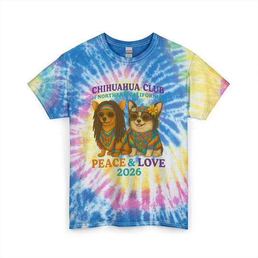 CCNC Tie Dye Tee with Chihuahua Peace and Love Print