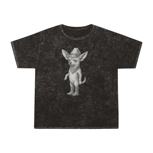 Cowboy Chihuahua Mineral Wash T-Shirt, Cute Pet Lover Tee, Gift for Dog Owners, Casual Wear, Unique Animal Graphic Shirt