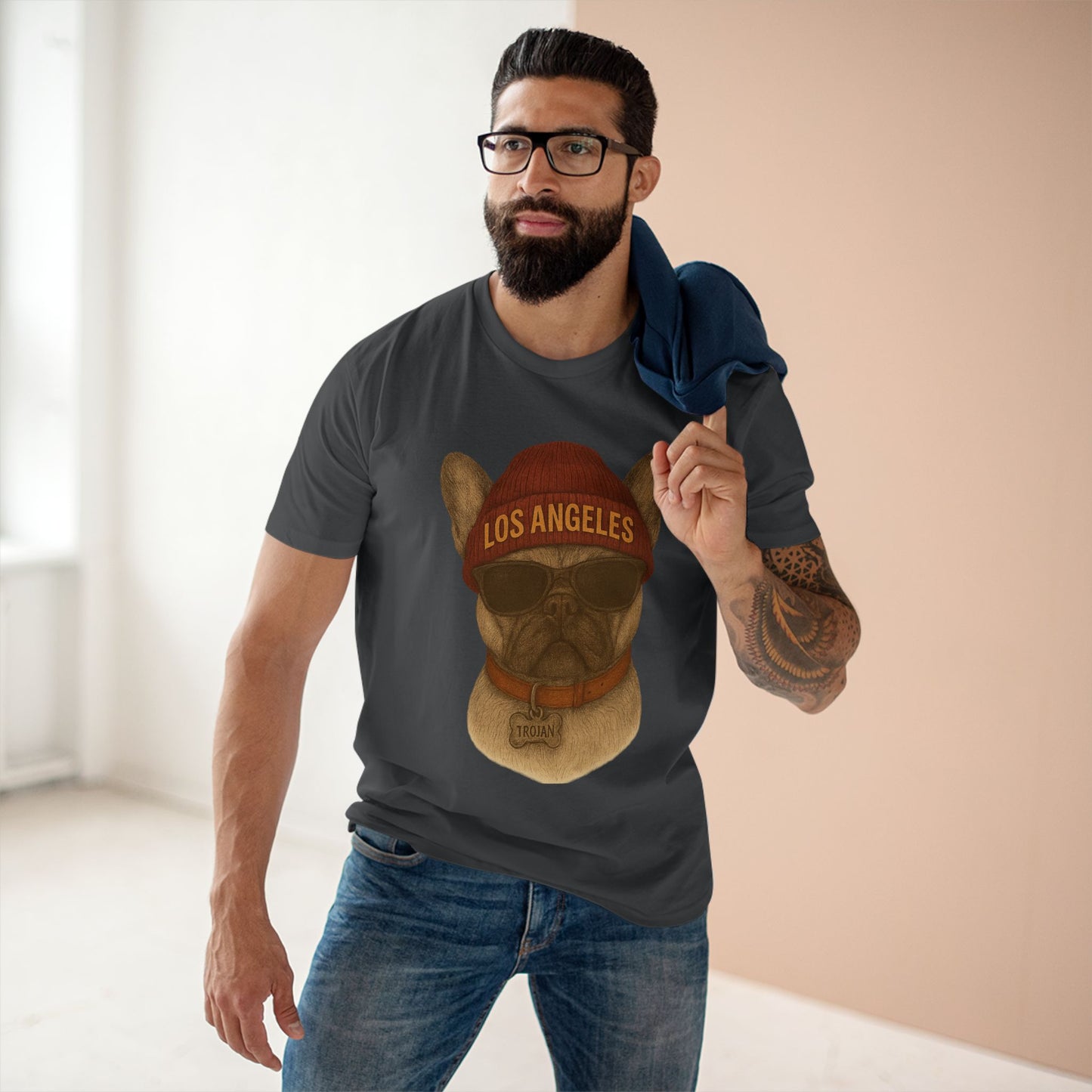 Los Angeles French Bulldog Tee, Trendy Pet Lover Shirt, Unique Gift for Dog Owners, Casual Tee for Every Occasion, Summer Fashion
