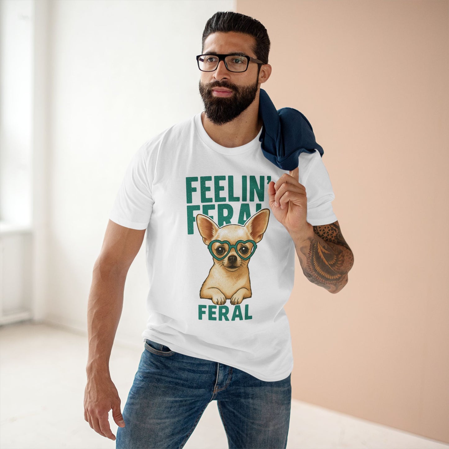 Feelin' Feral Chihuahua Adult Tee, Casual Pet Lover Shirt, Gift for Dog Owners, Fun Animal Graphic Tee, Playful Everyday Wear