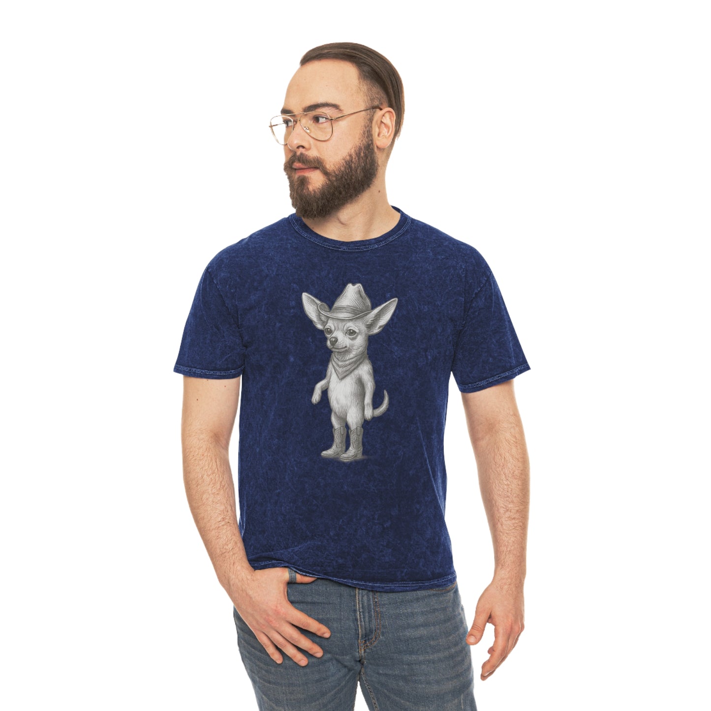 Cowboy Chihuahua Mineral Wash T-Shirt, Cute Pet Lover Tee, Gift for Dog Owners, Casual Wear, Unique Animal Graphic Shirt