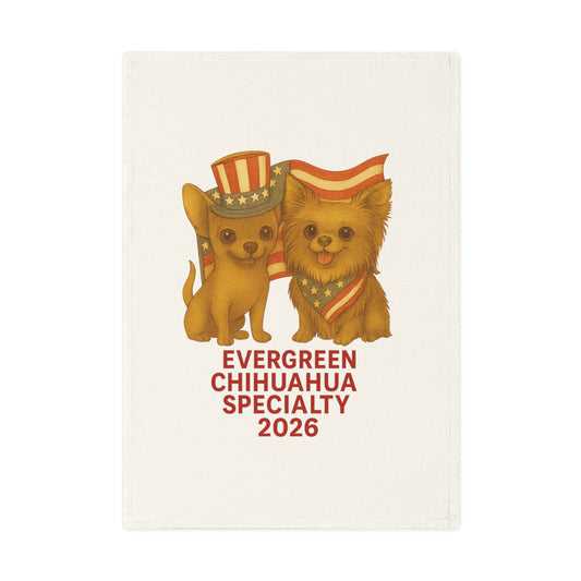 Chihuahua Tea Towel — Evergreen Chihuahua Specialty 2026 Patriotic Dog Kitchen Towel
