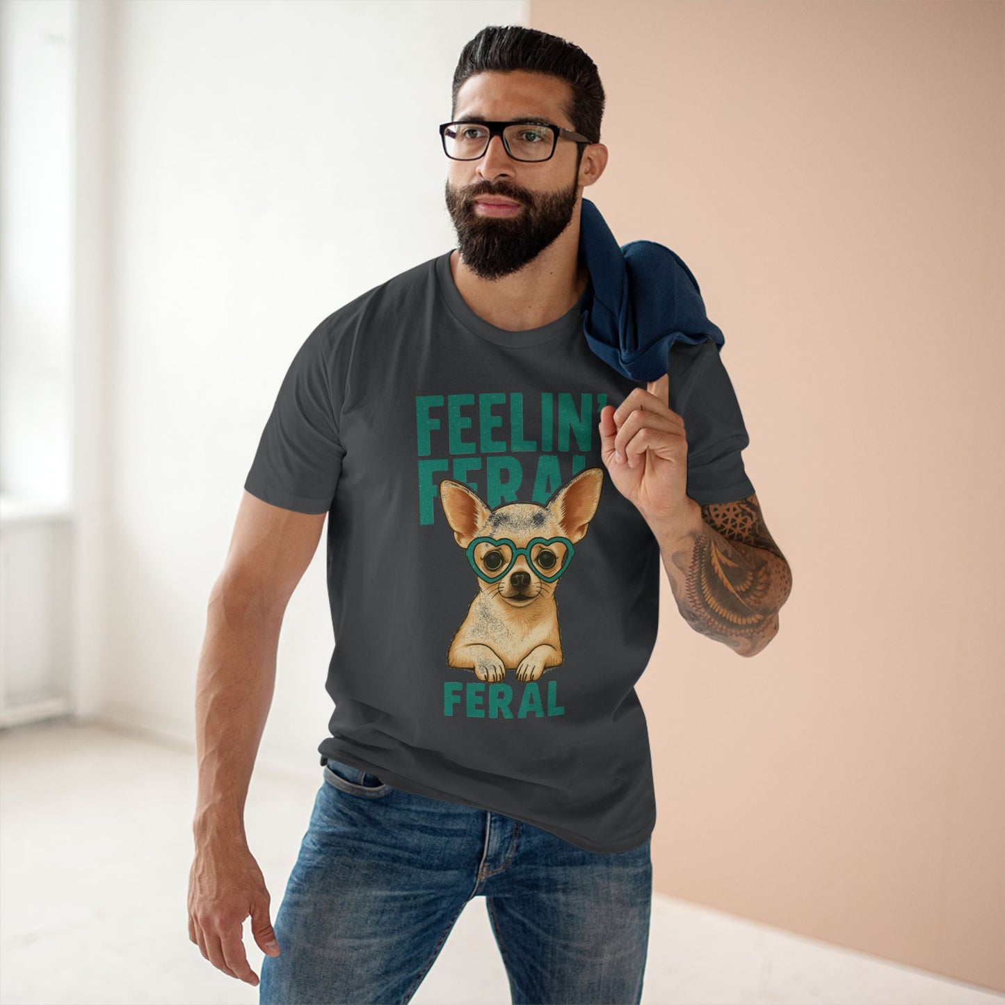 Feelin' Feral Chihuahua Adult Tee, Casual Pet Lover Shirt, Gift for Dog Owners, Fun Animal Graphic Tee, Playful Everyday Wear