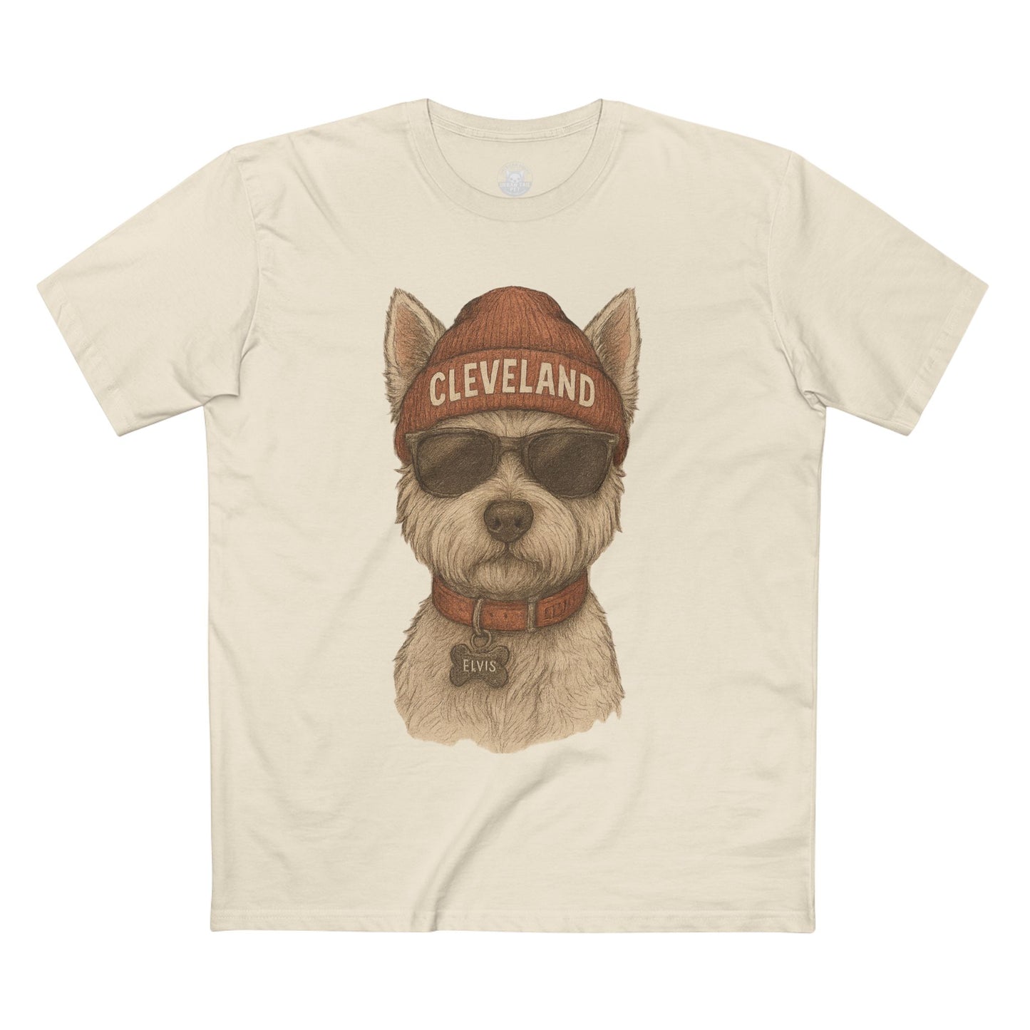 T-Shirt with Elvis the Westie in Cleveland Beanie Design