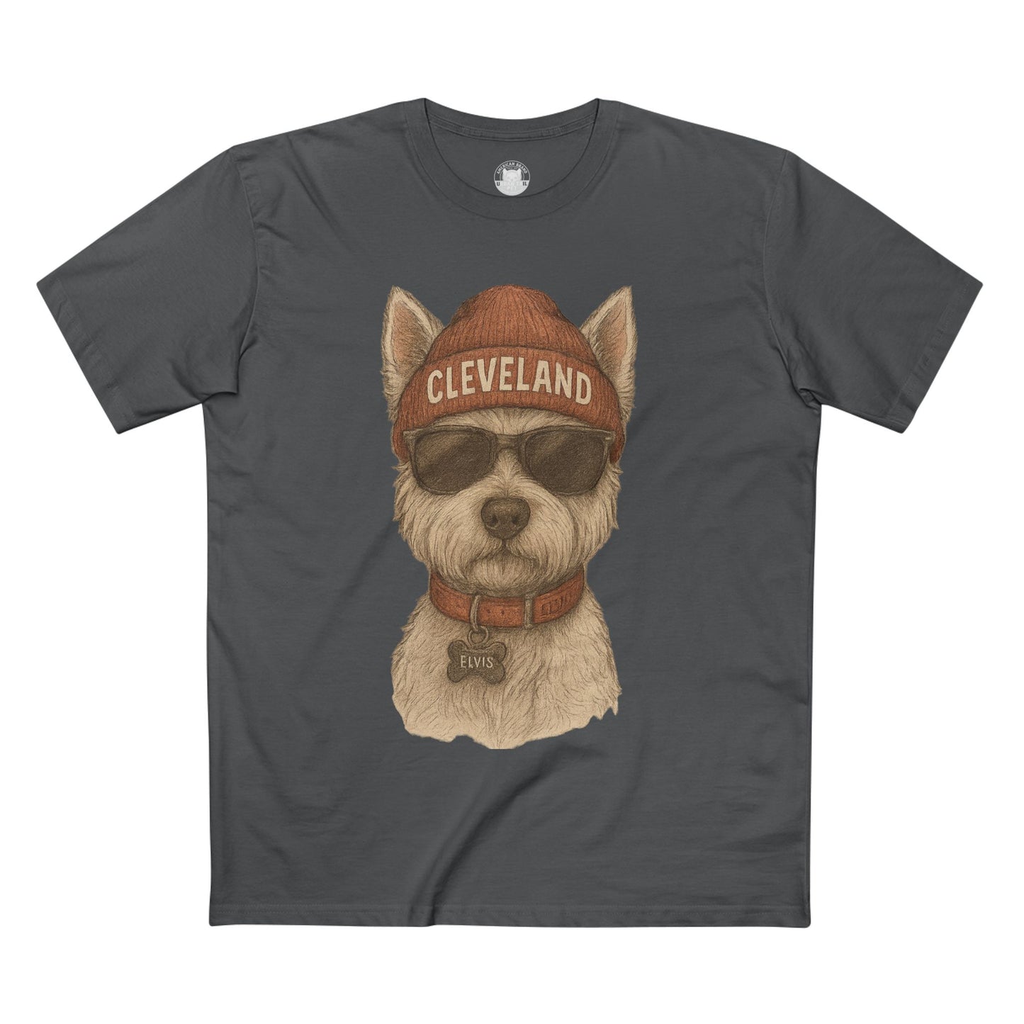 T-Shirt with Elvis the Westie in Cleveland Beanie Design