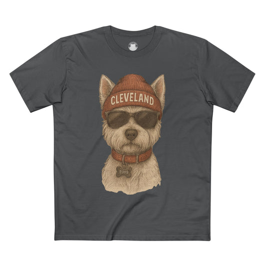 T-Shirt with Elvis the Westie in Cleveland Beanie Design