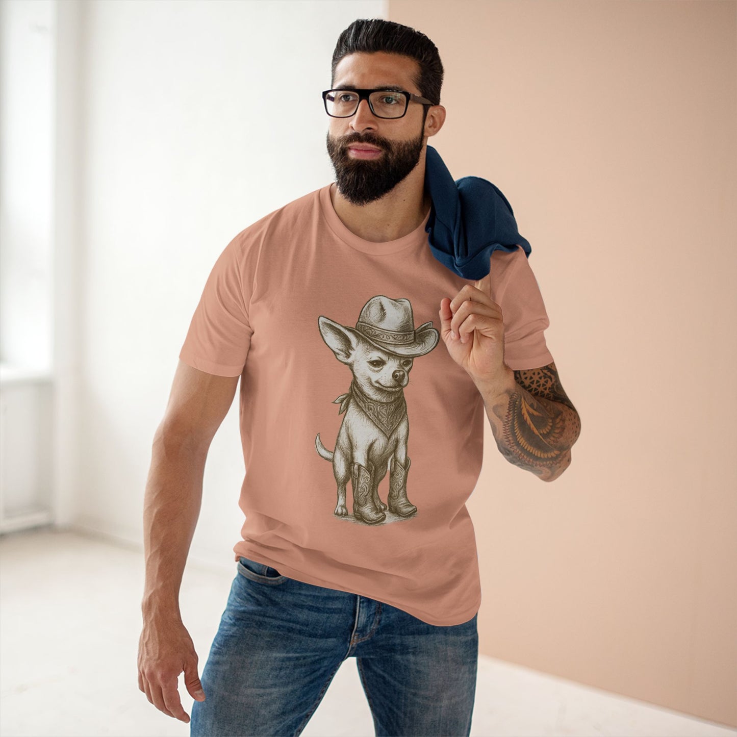 Tee Shirt with Chihuahua Cowboy Design
