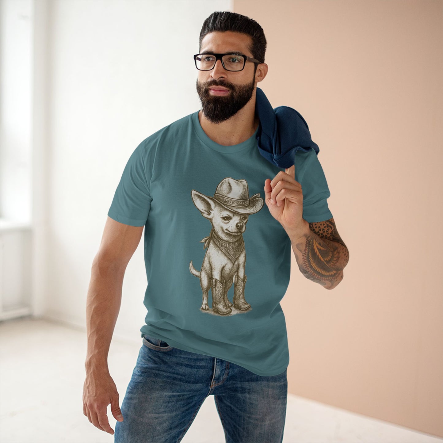 Tee Shirt with Chihuahua Cowboy Design