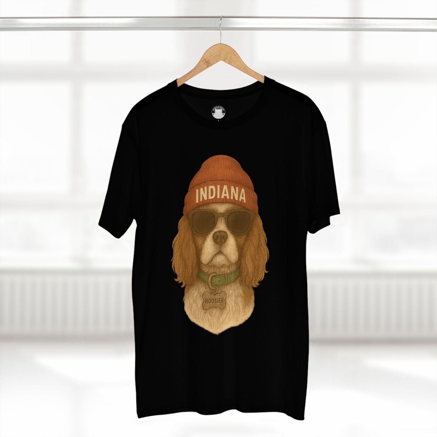 Indiana Dog Graphic Tee, Pet Lover Shirt, Adult Staple T-Shirt, Casual Wear, Fun Gift for Dog Owners, Summer Fashion