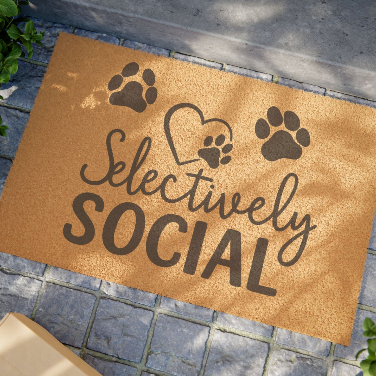 Doormat - Selectively Social Paw Print Design