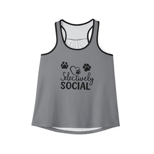 Selectively Social Women's Tank Top, Pet Lover Gift, Casual Wear, Summer Top, Dog Mom Shirt, Funny Pet Tank, Animal Lover Apparel