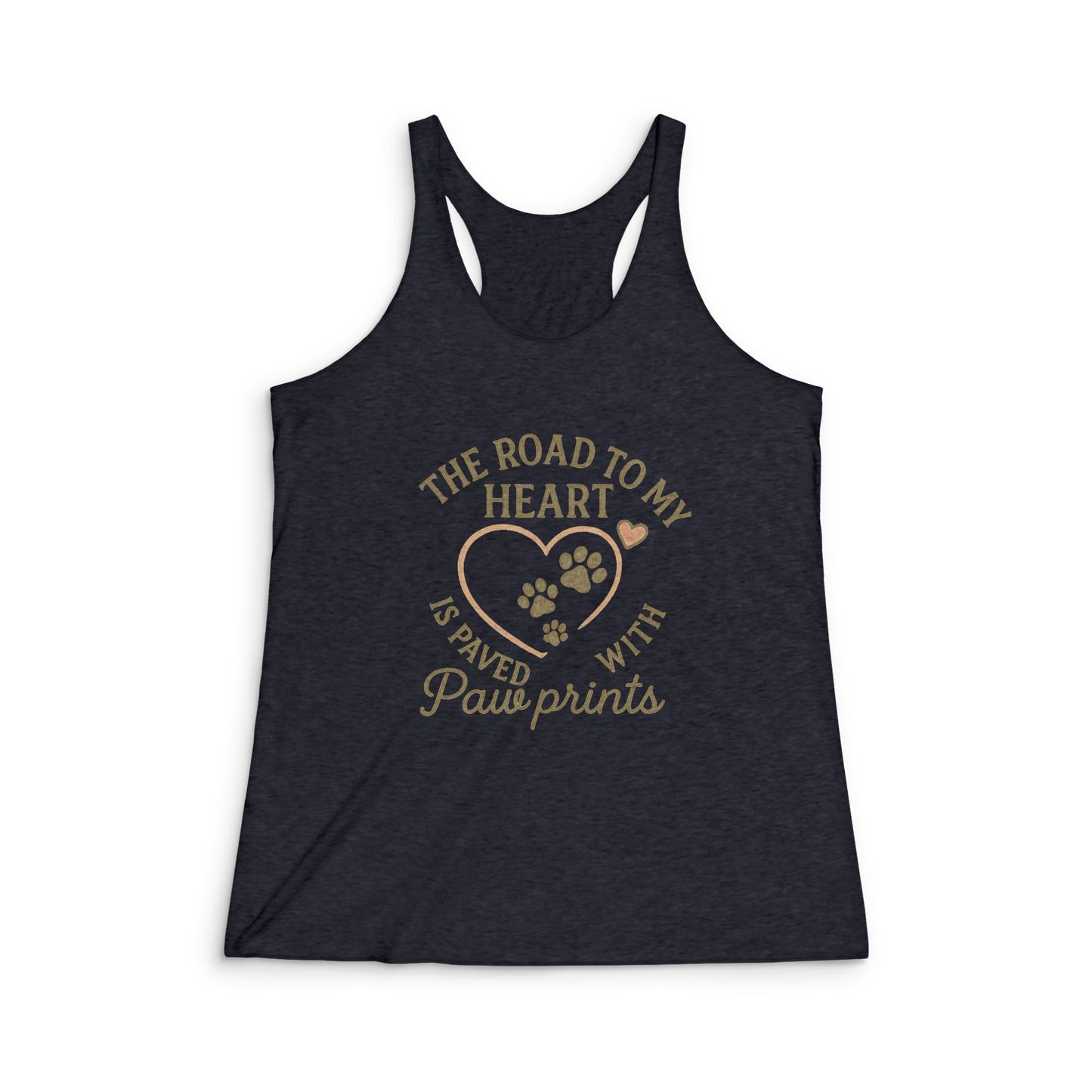 Paw Print Heart Racerback Tank, Pet Lover Gift, Dog Mom Apparel, Love for Pets, Animal Lover Shirt