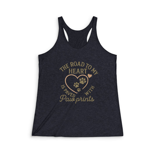 Paw Print Heart Racerback Tank, Pet Lover Gift, Dog Mom Apparel, Love for Pets, Animal Lover Shirt