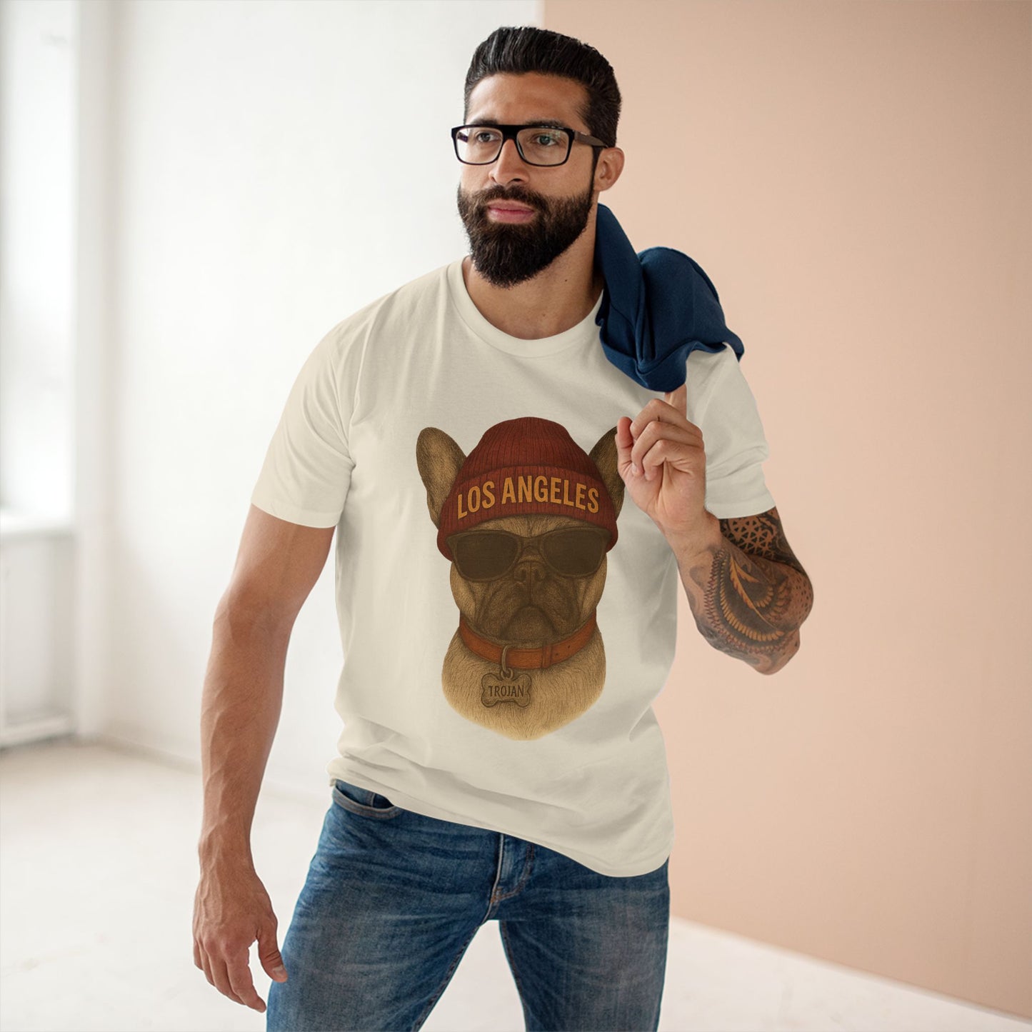 Los Angeles French Bulldog Tee, Trendy Pet Lover Shirt, Unique Gift for Dog Owners, Casual Tee for Every Occasion, Summer Fashion