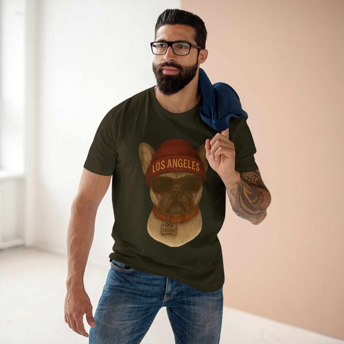 Los Angeles French Bulldog Tee, Trendy Pet Lover Shirt, Unique Gift for Dog Owners, Casual Tee for Every Occasion, Summer Fashion