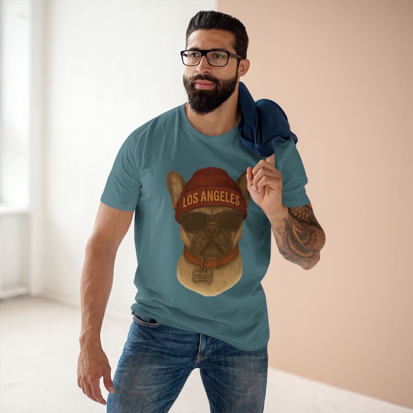 Los Angeles French Bulldog Tee, Trendy Pet Lover Shirt, Unique Gift for Dog Owners, Casual Tee for Every Occasion, Summer Fashion
